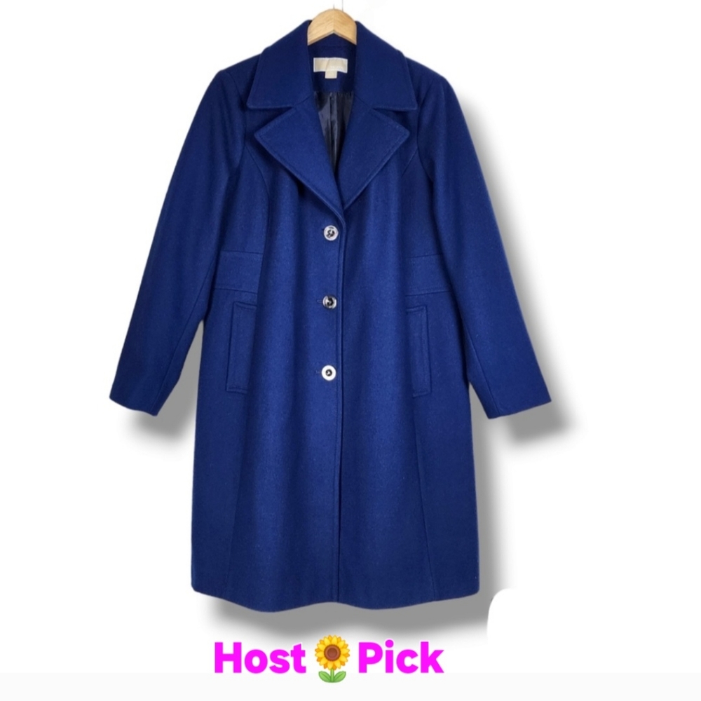 Michael Michael Kors Blue Coat Wool Blend 3 Button Casual Dress Size XL